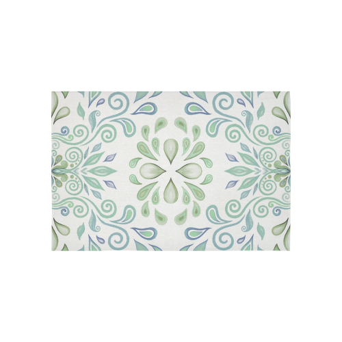 Blue and Green watercolor design Cotton Linen Wall Tapestry 60"x 40"