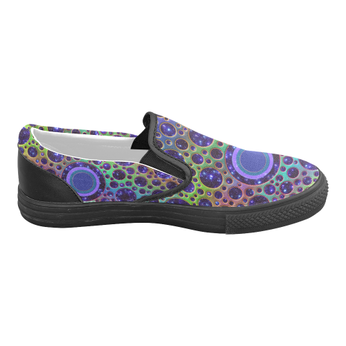 Universe DOTS GRID colored pattern Women's Unusual Slip-on Canvas Shoes (Model 019)