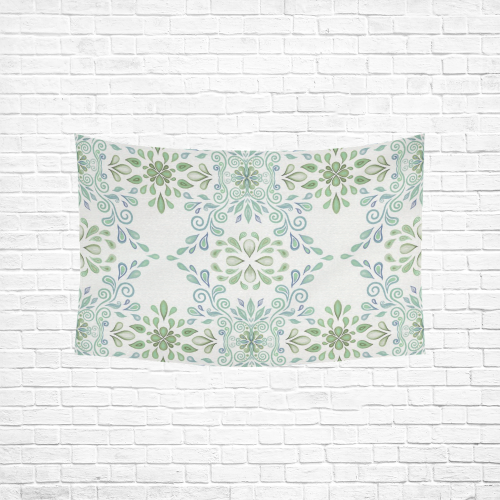 Blue and Green watercolor pattern Cotton Linen Wall Tapestry 60"x 40"