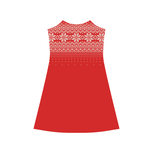 scandinavian christmas knit sweater pattern red Alcestis Slip Dress (Model D05)