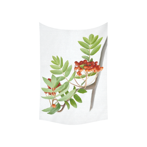 Rowan tree watercolor Cotton Linen Wall Tapestry 60"x 40"