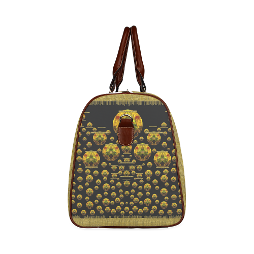 Exploring Keep Calm In gold with flair Waterproof Travel Bag/Small (Model 1639)