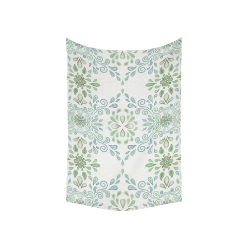 Blue and Green watercolor pattern Cotton Linen Wall Tapestry 60"x 40"