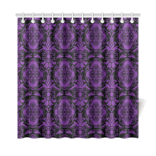 Halloween Goth Purple Damask Shower Curtain 72"x72" ID D537368
