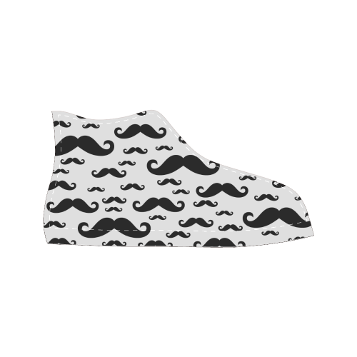 Black handlebar MUSTACHE / MOUSTACHE pattern Women's Classic High Top Canvas Shoes (Model 017)