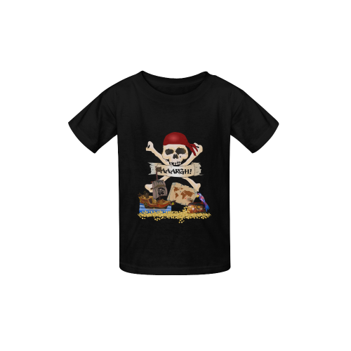 Pirate Ship, Treasure Chest and Jolly Roger Kid's  Classic T-shirt (Model T22)