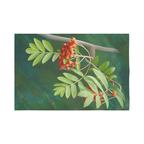 Watercolor Rowan tree - Sorbus aucuparia Cotton Linen Wall Tapestry 90"x 60"