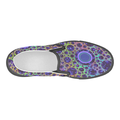 Universe DOTS GRID colored pattern Men's Slip-on Canvas Shoes (Model 019)