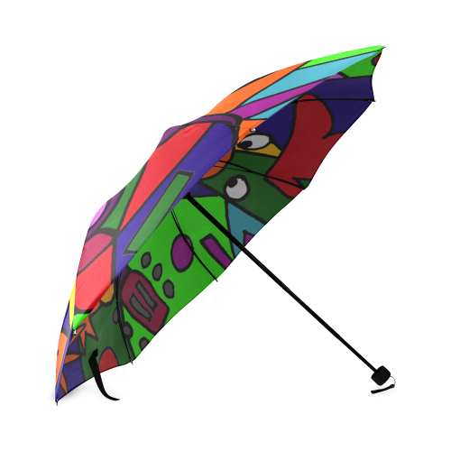 Funny Funky Rooster Playing Guitar Abstract Art Foldable Umbrella (Model U01)