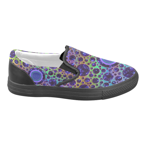 Universe DOTS GRID colored pattern Women's Unusual Slip-on Canvas Shoes (Model 019)