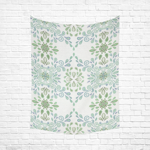 Blue and Green watercolor pattern Cotton Linen Wall Tapestry 60"x 80"