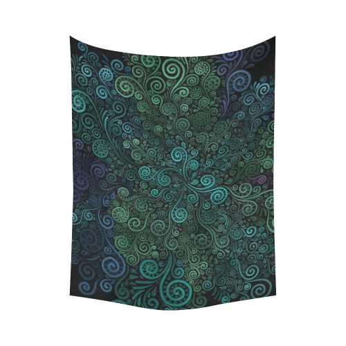 Turquoise 3D Rose Cotton Linen Wall Tapestry 60"x 80"