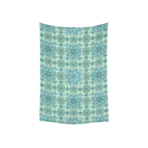 Turquoise Happiness Cotton Linen Wall Tapestry 40"x 60"