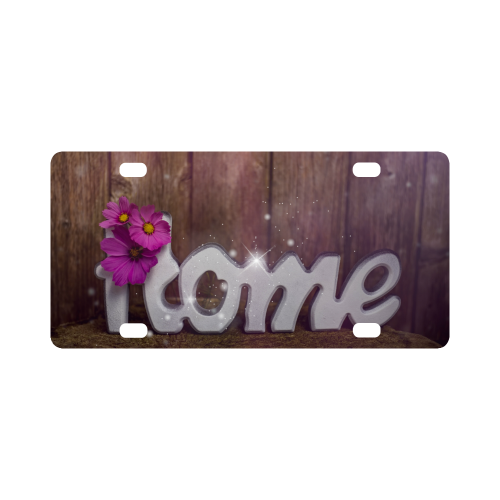 Home sweet Home with purple flowers and sparkle Classic License Plate