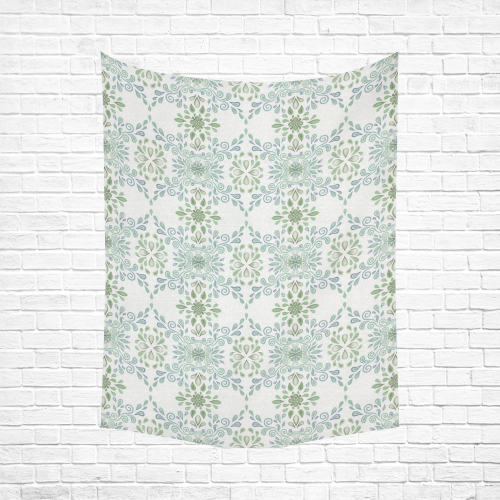 Blue and Green pattern Cotton Linen Wall Tapestry 60"x 80"