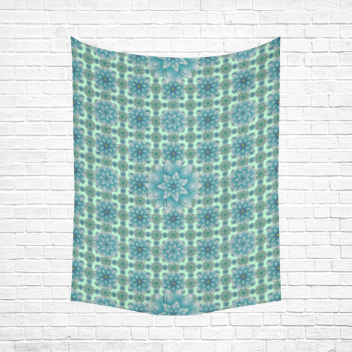 Happiness Turquoise Cotton Linen Wall Tapestry 60"x 80"
