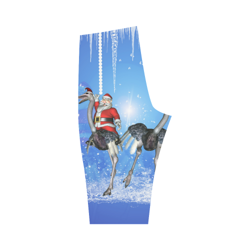 Funny ostrich with Santa Claus Hestia Cropped Leggings (Model L03)