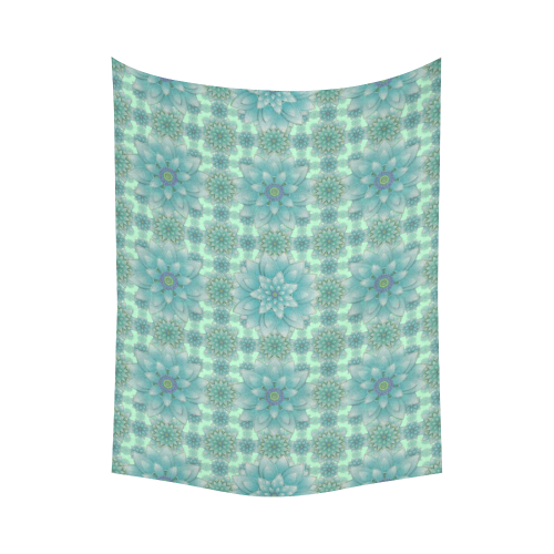 Turquoise Happiness Cotton Linen Wall Tapestry 60"x 80"