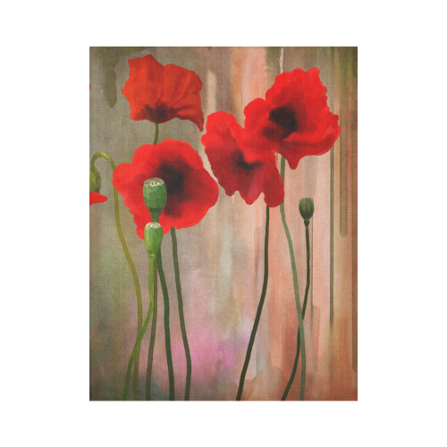 Poppies Cotton Linen Wall Tapestry 60"x 80"