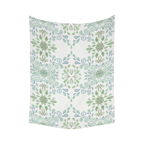 Blue and Green watercolor pattern Cotton Linen Wall Tapestry 60"x 80"