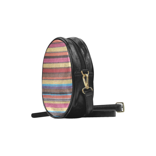 Traditional WOVEN STRIPES FABRIC - colored Round Sling Bag (Model 1647)