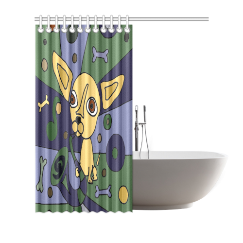 Artistic Funny Chihuahua Playing Saxophone Art Shower Curtain 72"x72"