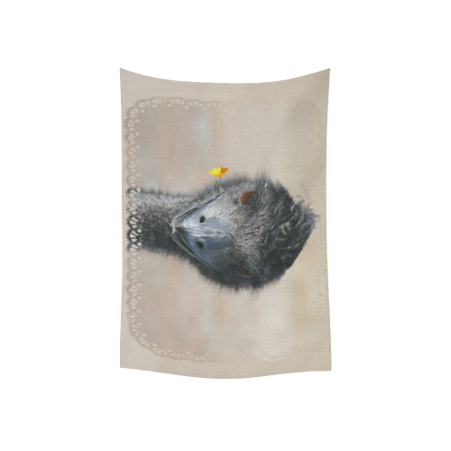 Happy Emu with Flower Cotton Linen Wall Tapestry 40"x 60"