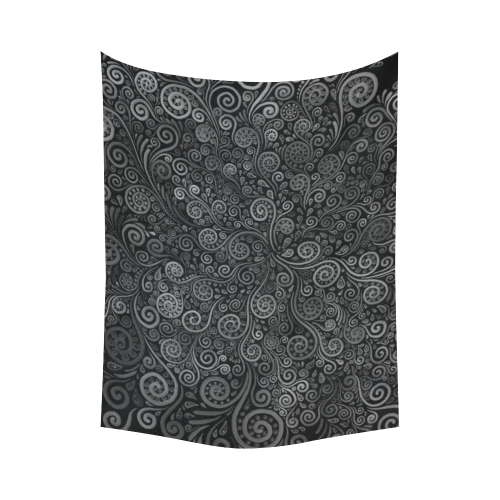 Black and White Rose Cotton Linen Wall Tapestry 60"x 80"