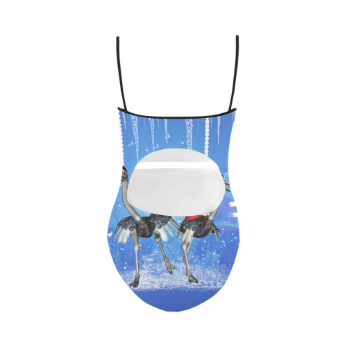 Funny ostrich with Santa Claus Strap Swimsuit ( Model S05)