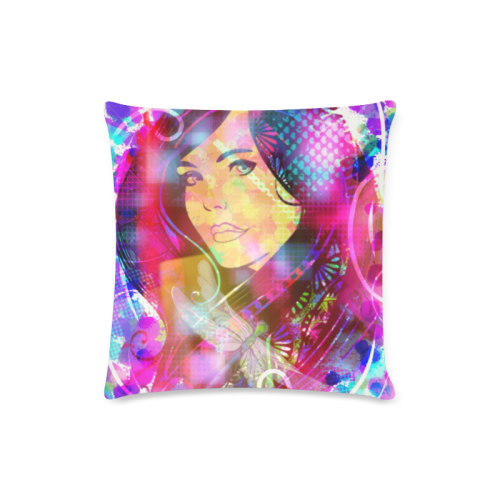 Pink DragonFly Girl Custom Zippered Pillow Case 16"x16"(Twin Sides)