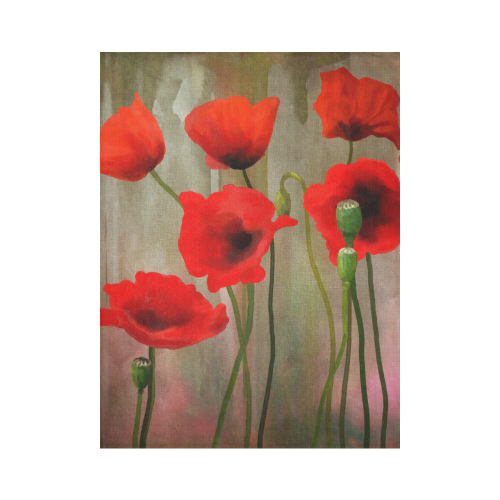 Poppies Cotton Linen Wall Tapestry 60"x 80"