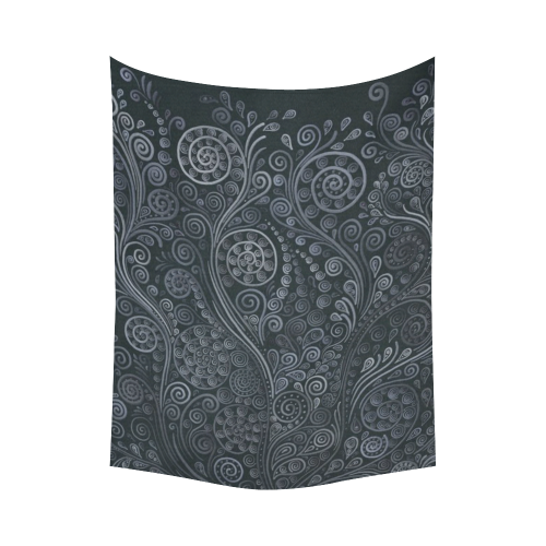 Soft Blue 3D Ornamental Cotton Linen Wall Tapestry 60"x 80"