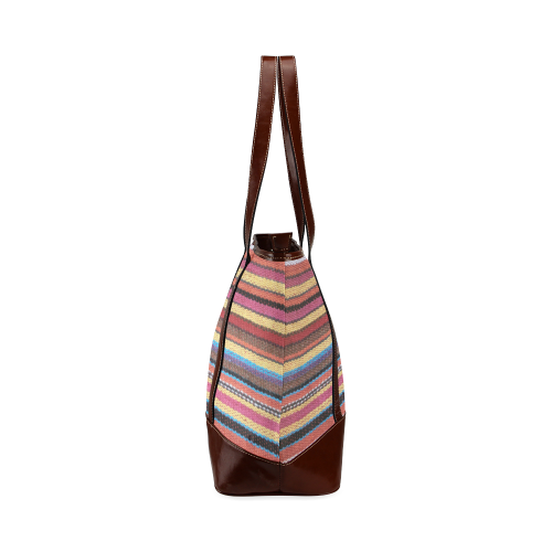 Traditional WOVEN STRIPES FABRIC - colored Tote Handbag (Model 1642)