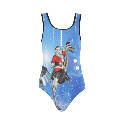 Funny ostrich with Santa Claus Vest One Piece Swimsuit (Model S04)