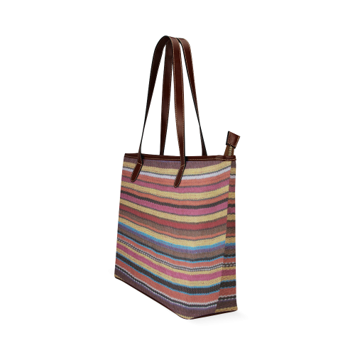 Traditional WOVEN STRIPES FABRIC - colored Shoulder Tote Bag (Model 1646)