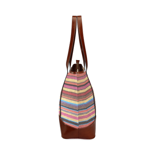 Traditional WOVEN STRIPES FABRIC - colored Tote Handbag (Model 1642)