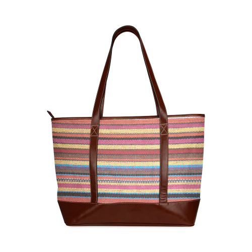 Traditional WOVEN STRIPES FABRIC - colored Tote Handbag (Model 1642)