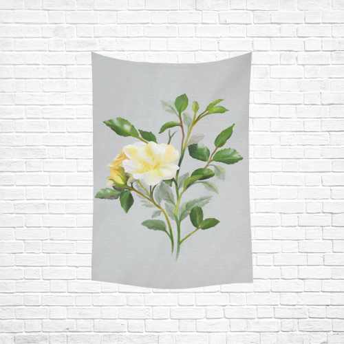 Yellow Rose Cotton Linen Wall Tapestry 40"x 60"