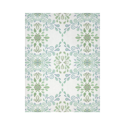 Blue and Green watercolor pattern Cotton Linen Wall Tapestry 60"x 80"