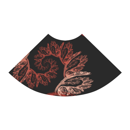 Elegant Red Black Floral Swirl Fractal Atalanta Sundress (Model D04)