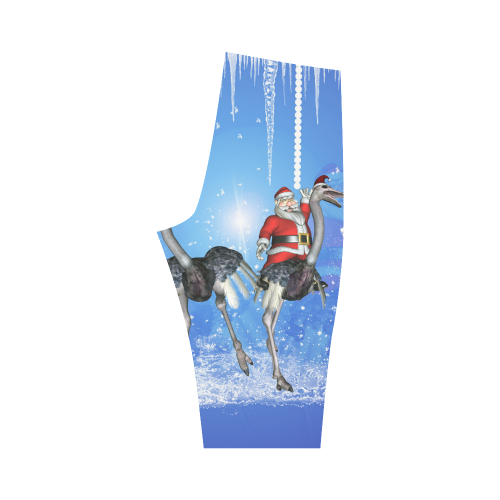 Funny ostrich with Santa Claus Hestia Cropped Leggings (Model L03)
