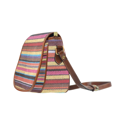 Traditional WOVEN STRIPES FABRIC - colored Saddle Bag/Small (Model 1649) Full Customization