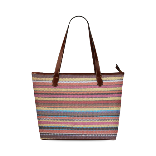 Traditional WOVEN STRIPES FABRIC - colored Shoulder Tote Bag (Model 1646)