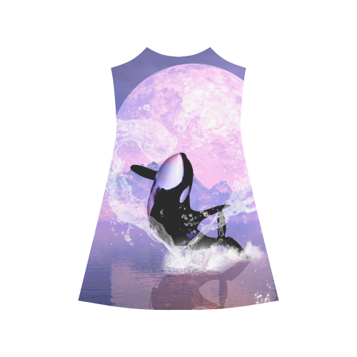 Awesome orca jumping by a heart Alcestis Slip Dress (Model D05)
