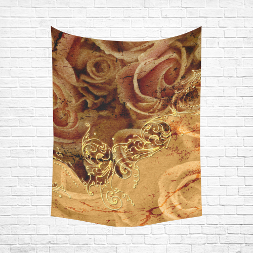 Wonderful vintage design with roses Cotton Linen Wall Tapestry 60"x 80"