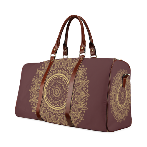 Mandala Gold and Red Waterproof Travel Bag/Large (Model 1639)