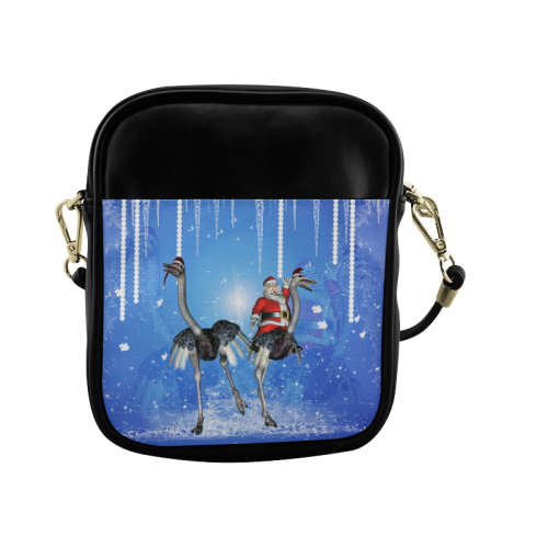 Funny ostrich with Santa Claus Sling Bag (Model 1627)