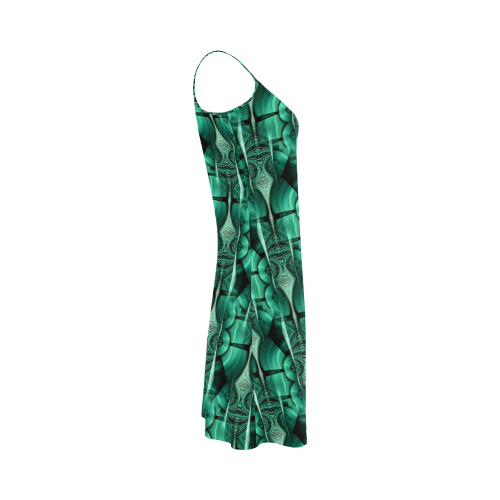 3D Kaleidoscope MOSAIC pattern - ocean green Alcestis Slip Dress (Model D05)