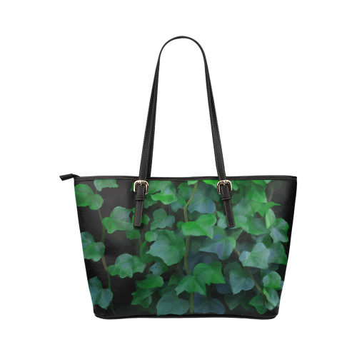 Vines, climbing plant Leather Tote Bag/Large (Model 1651)