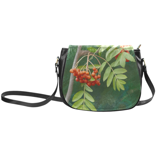 Watercolor Rowan tree - Sorbus aucuparia Classic Saddle Bag/Large (Model 1648)